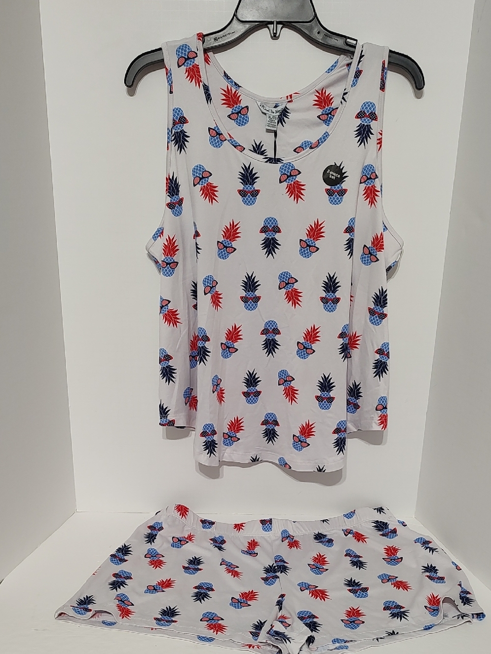 New Red, White & Blue Pineapple 2 Pc PJ Set Shorts & Tank by Count The Stars XL